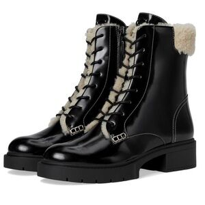 COACH Leighton Shearling Bootie Black Natural Size 8.5 NWOT